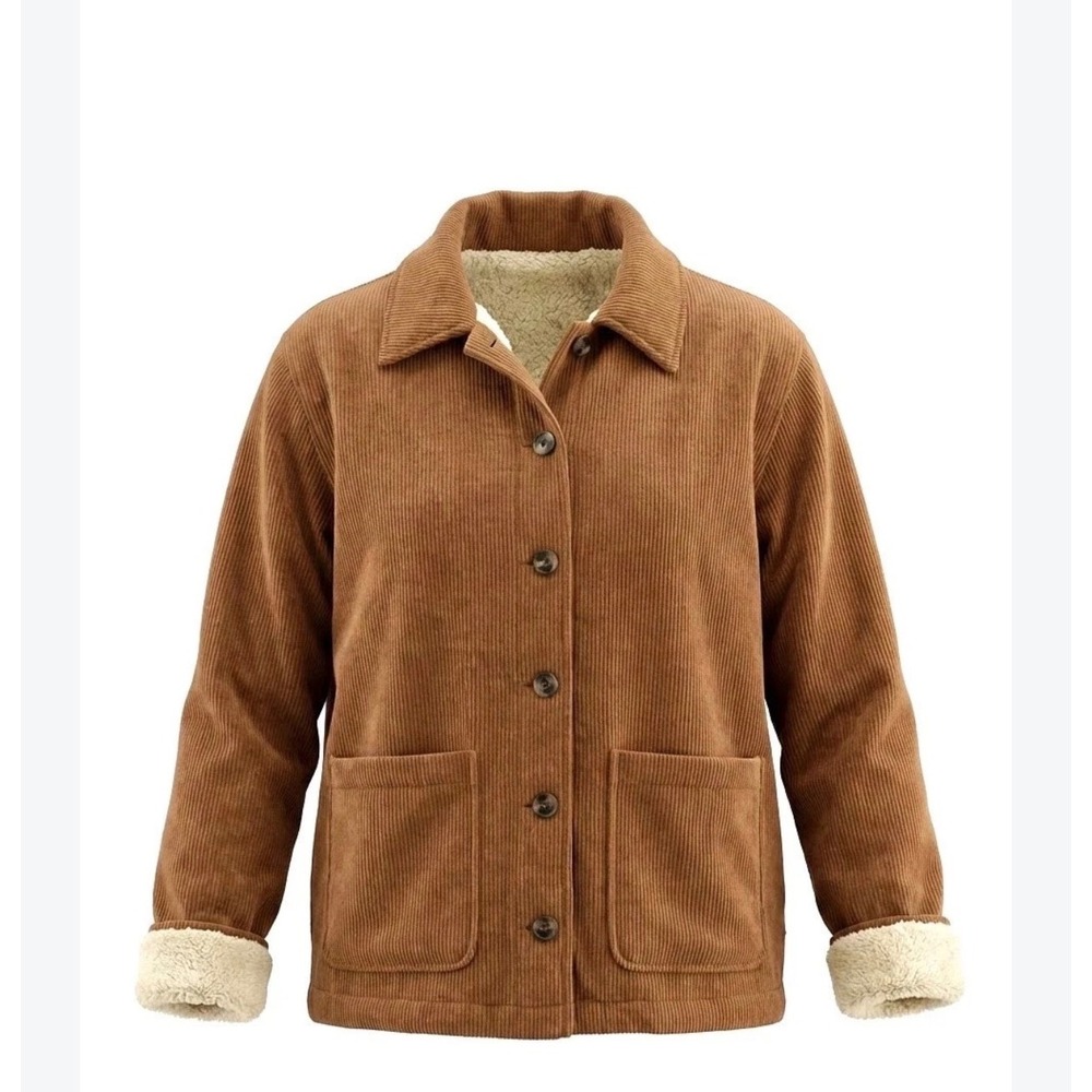 Boston Traders Tan Corduroy Sherpa Lined Button Front barn chore Jacket XL